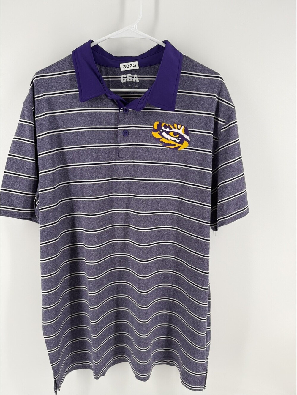 LSU Tigers Polo shirt size Men's XL new with tags purple and white striped